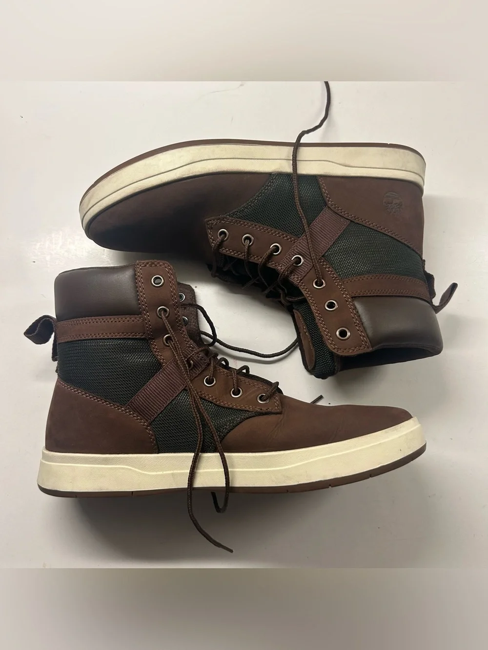 Timberland Men’s Boots Size 9 Davis Shoes Brown Green Nubuck Leather High Top